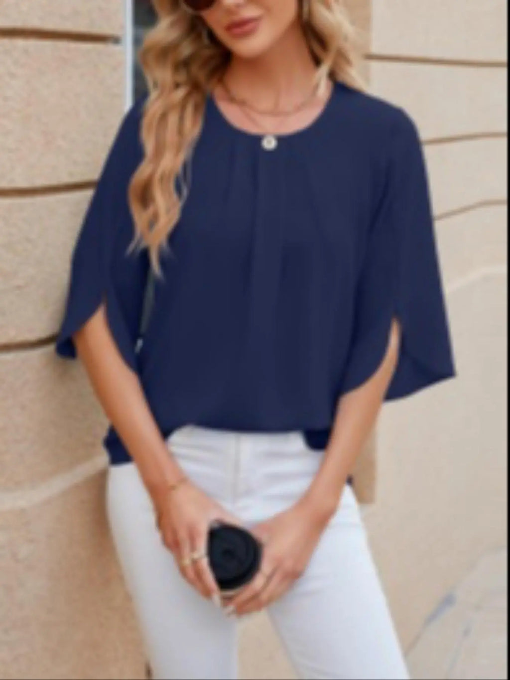 Chic Round Neck Blouse - A Timeless Casual Essential for Every Season