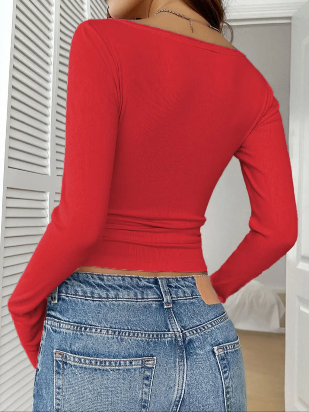 Chic Lace Trim V-Neck Long Sleeve Sweater - A Fall Fashion Essential