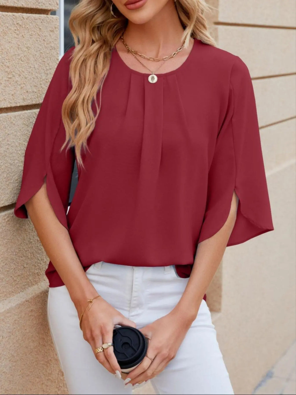 Chic Round Neck Blouse - A Timeless Casual Essential for Every Season