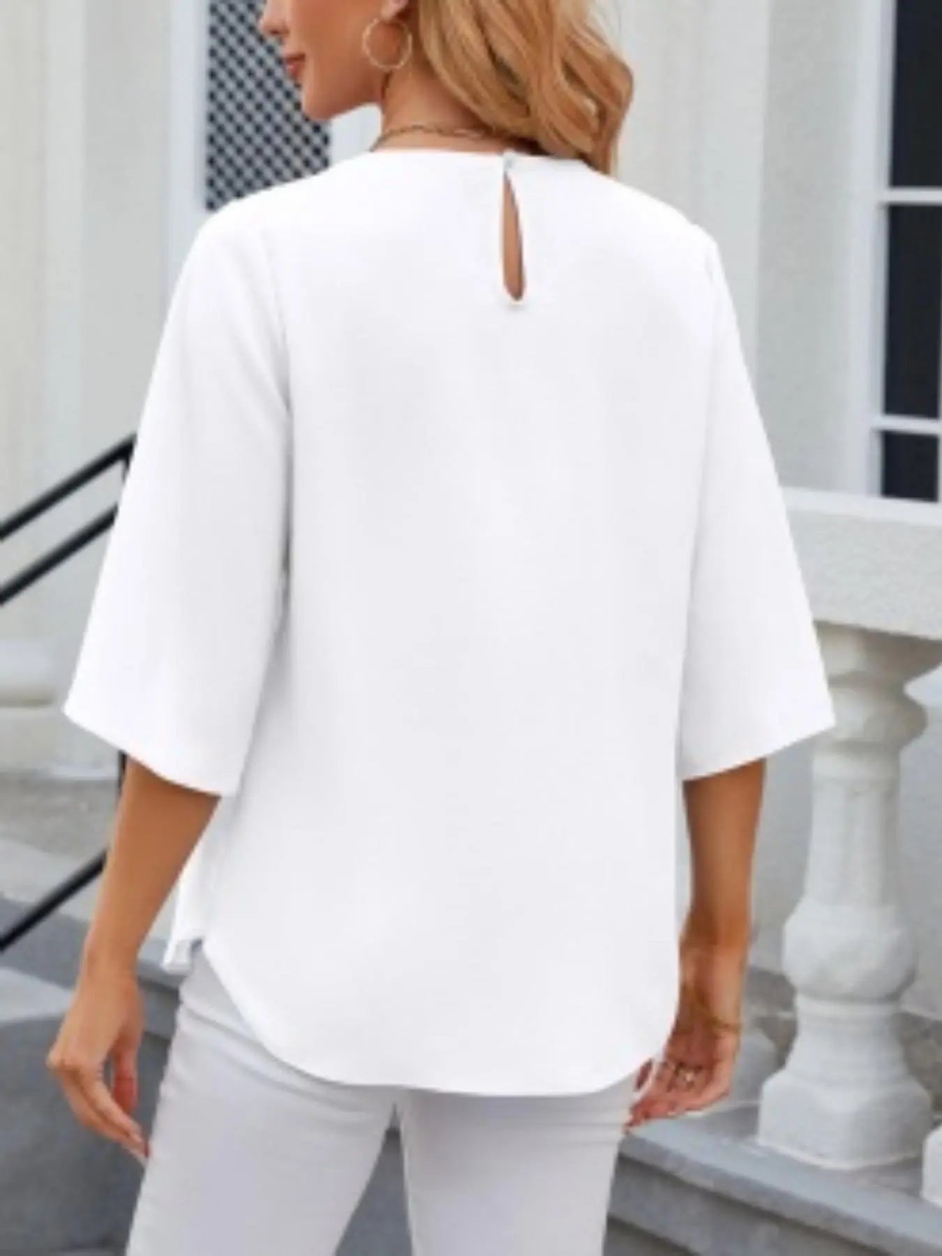 Chic Round Neck Blouse - A Timeless Casual Essential for Every Season