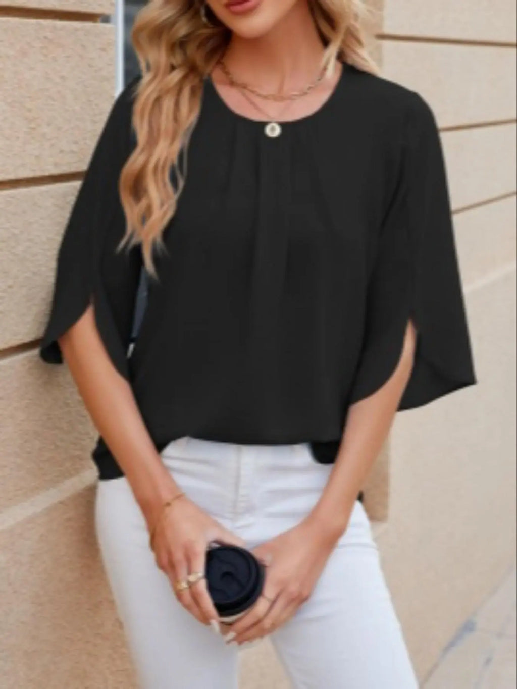 Chic Round Neck Blouse - A Timeless Casual Essential for Every Season