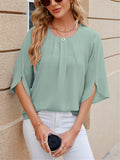 Chic Round Neck Blouse - A Timeless Casual Essential for Every Season